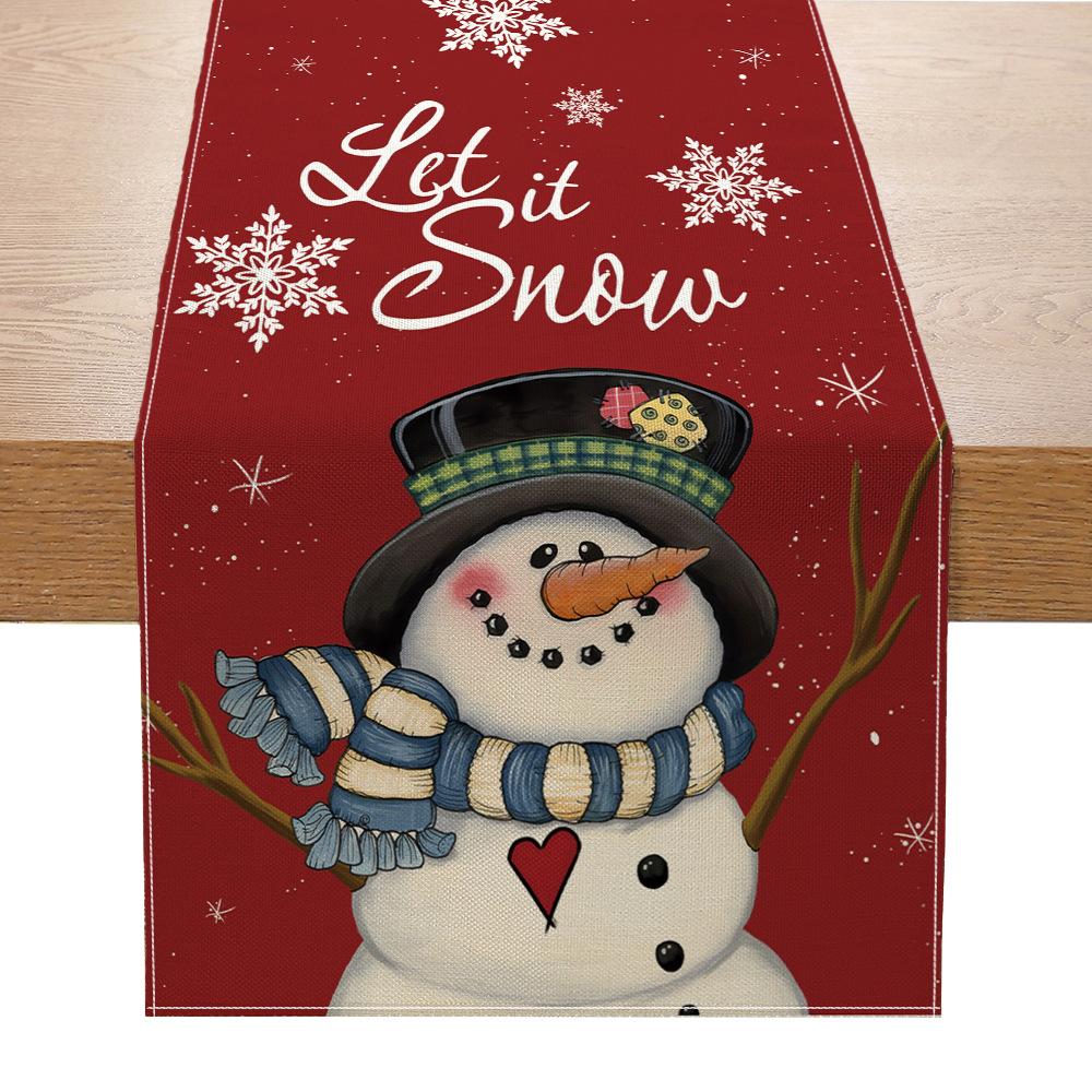 Рождественский печатный настольный флаг, украшение для дома, маленькая скатерть, льняная маленькая скатерть