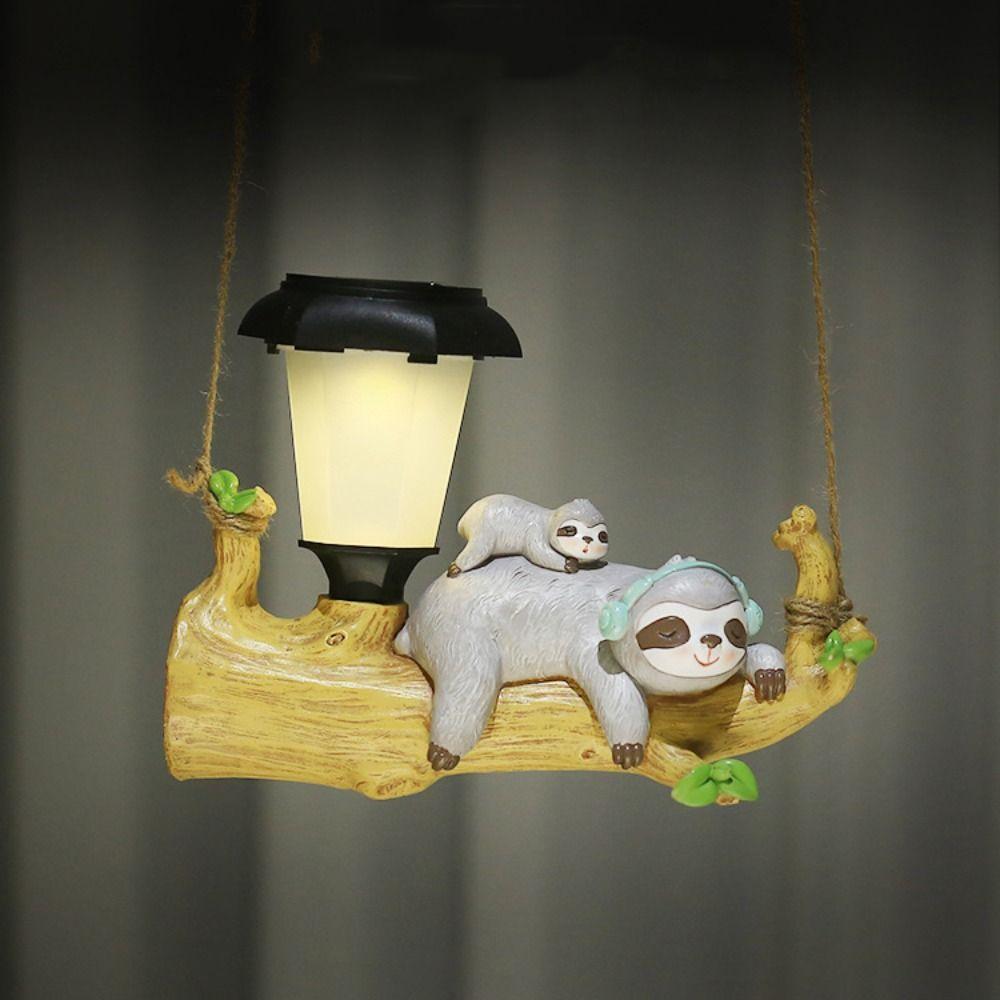 Смола светодиодная солнечная белка ленивец подвесной светильник креативные милые скульптуры животных подвесной светильник водонепроницаемый искусственный