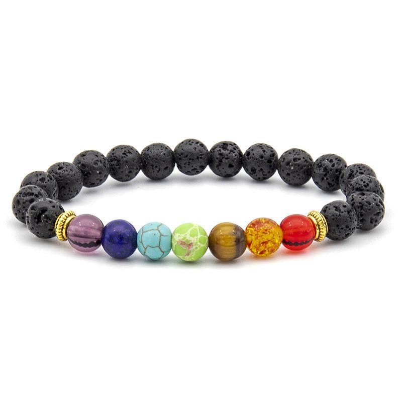 Gemstone Men Strand Bracelet Colorful Beads Energy Bracelet Healing Gift Yoga