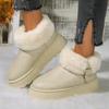 Snow Boots for Women  Winter New Cashmere Boots Fashion Metal Buckle Thick Soles Plush Botas Cotton Shoes for Woman
