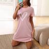 Heart Print Short Sleeve Nightdress - Comfortable and Stylish for Home or Outdoors