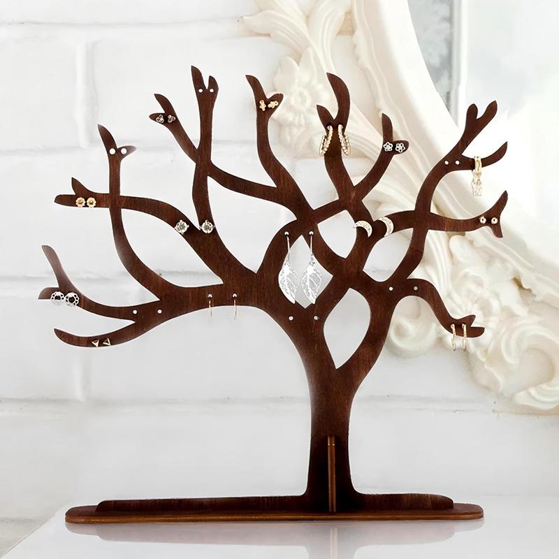 Jewelry Display Stand Wooden Tree Tower Rack Hanging Organizer For Ring Earrings Necklace Bracelet Hair Accessories