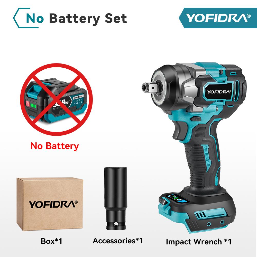 Yofidra 1200 Н.м бесщеточный электрический ударный гайковерт 1/2'' аккумуляторная отвертка для ремонта автомобиля 5 передач электроинструмент для аккумулятора Makita 18 В