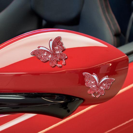 4Pcs Butterfly Car Stickers Sparkling Rhinestone Self-adhesive Easy To Apply Car Stickers for Unique Car Interior Decoration