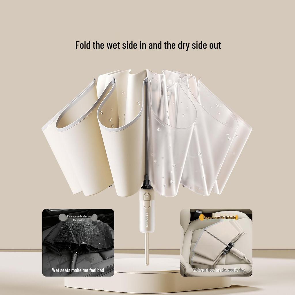 Ультра Обратный Автоматический Ветрозащитный Зонт - Очень Большой, Утолщенный, Усиленный для Сильного Дождя