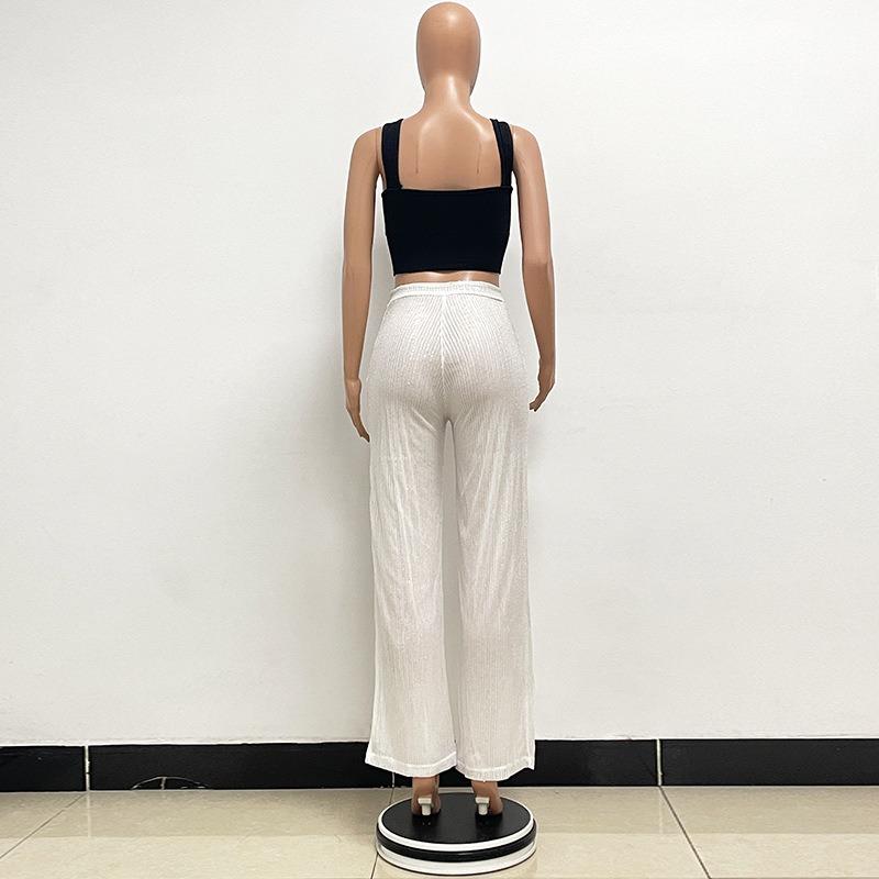 Women's New High Grade Solid Color Pendant Sequin Casual Wide Leg Pants