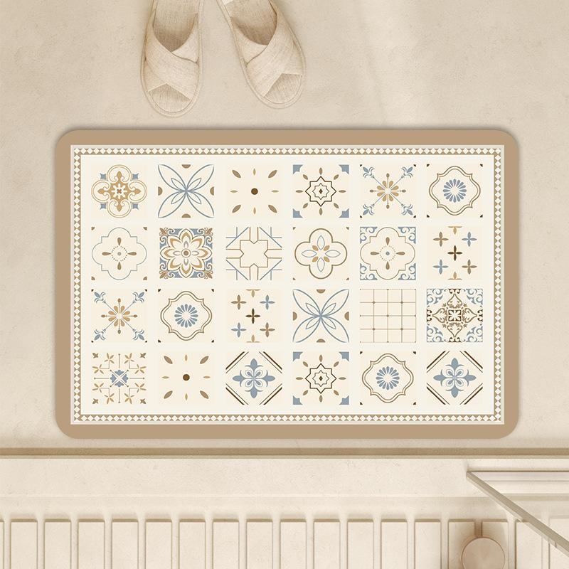 French Cream Wind Diatom Mud Mat Toilet Door Absorbent Quick Drying Mat Household Non-slip Mat