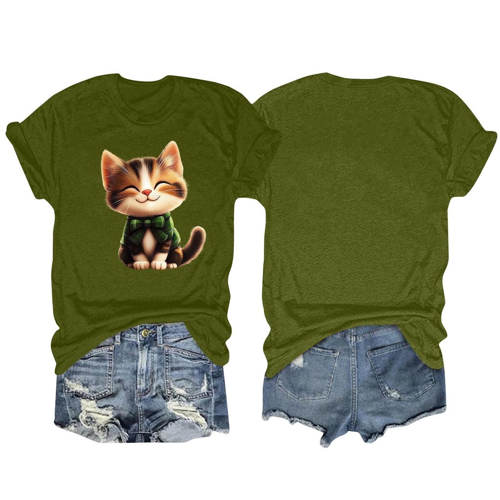 Женская модная футболка с круглым вырезом и коротким рукавом, пуловер