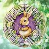 Easter Bunny Wind Spinner Kinetic Metal Hanging Ornament for Home Garden Decor Gift Windmill Wind Sculpture Outdoor Yard Art