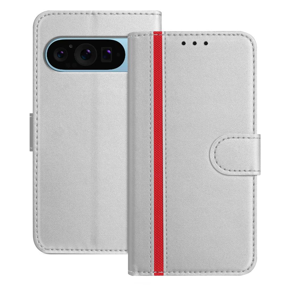 For Google Pixel 9 Pro Phone Cases Wallet Stand Color Splicing Leather Cover with Magnetic Clasp