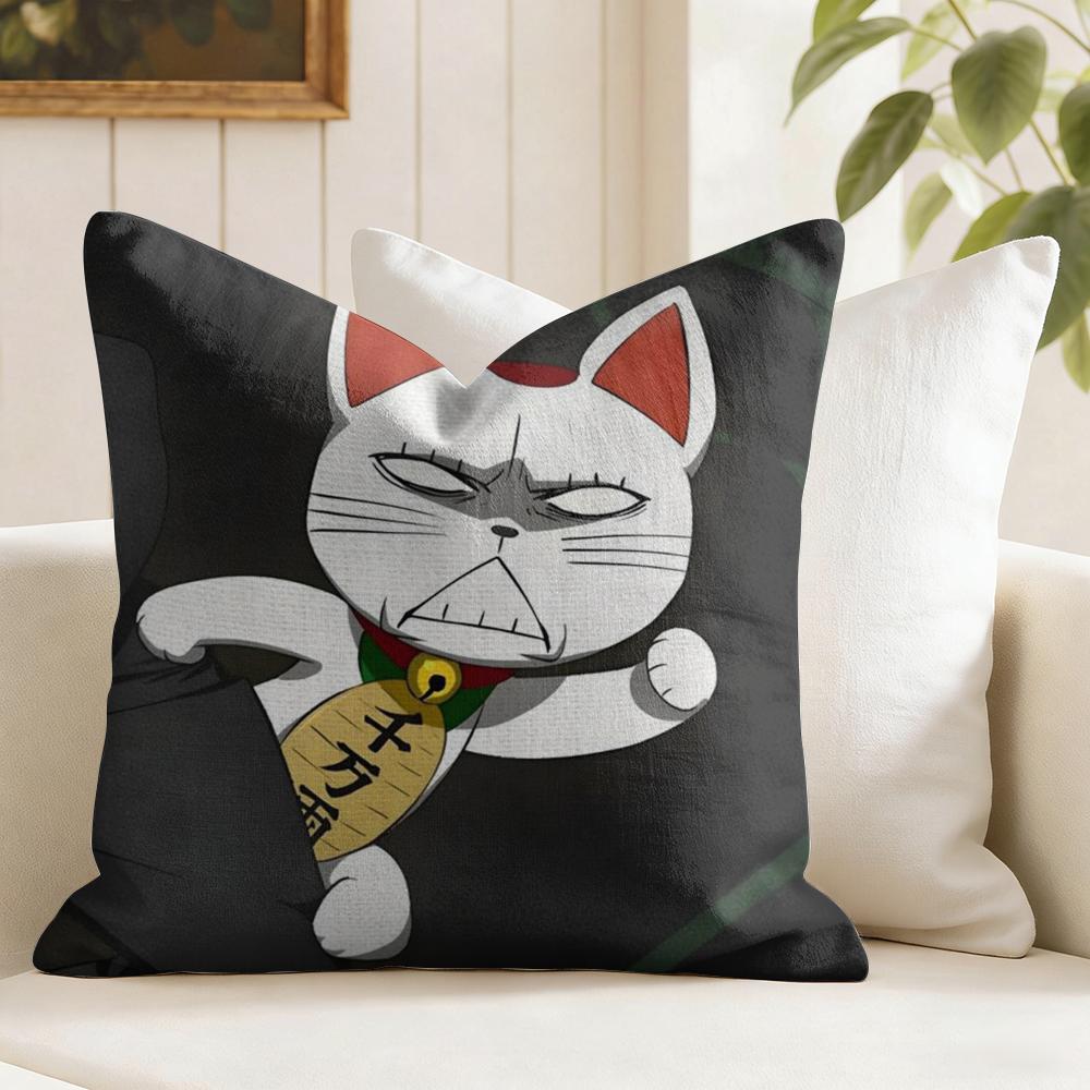 DDan Da DDan Lucky Cat Cushion Cover Eco Linen Pillow Case DoubleSided Print Breathable Durable Zipper Home Decor Gift