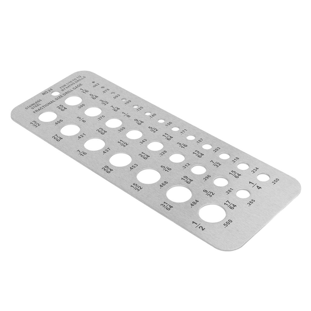 Stainless Steel Drill Gauge for 116 Inch To 12 Inch Size Bits 1764‑12 0.062‑0.250 Bolt 29 Holes