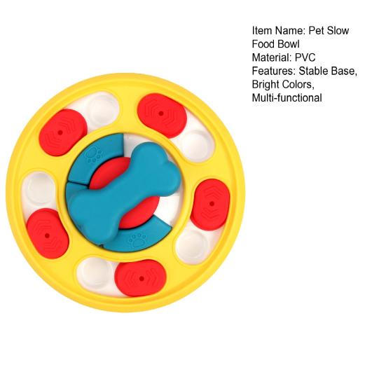 Pet Slow Food Bowl Stable Base Rounded Corners Bright Colors Pet Slow