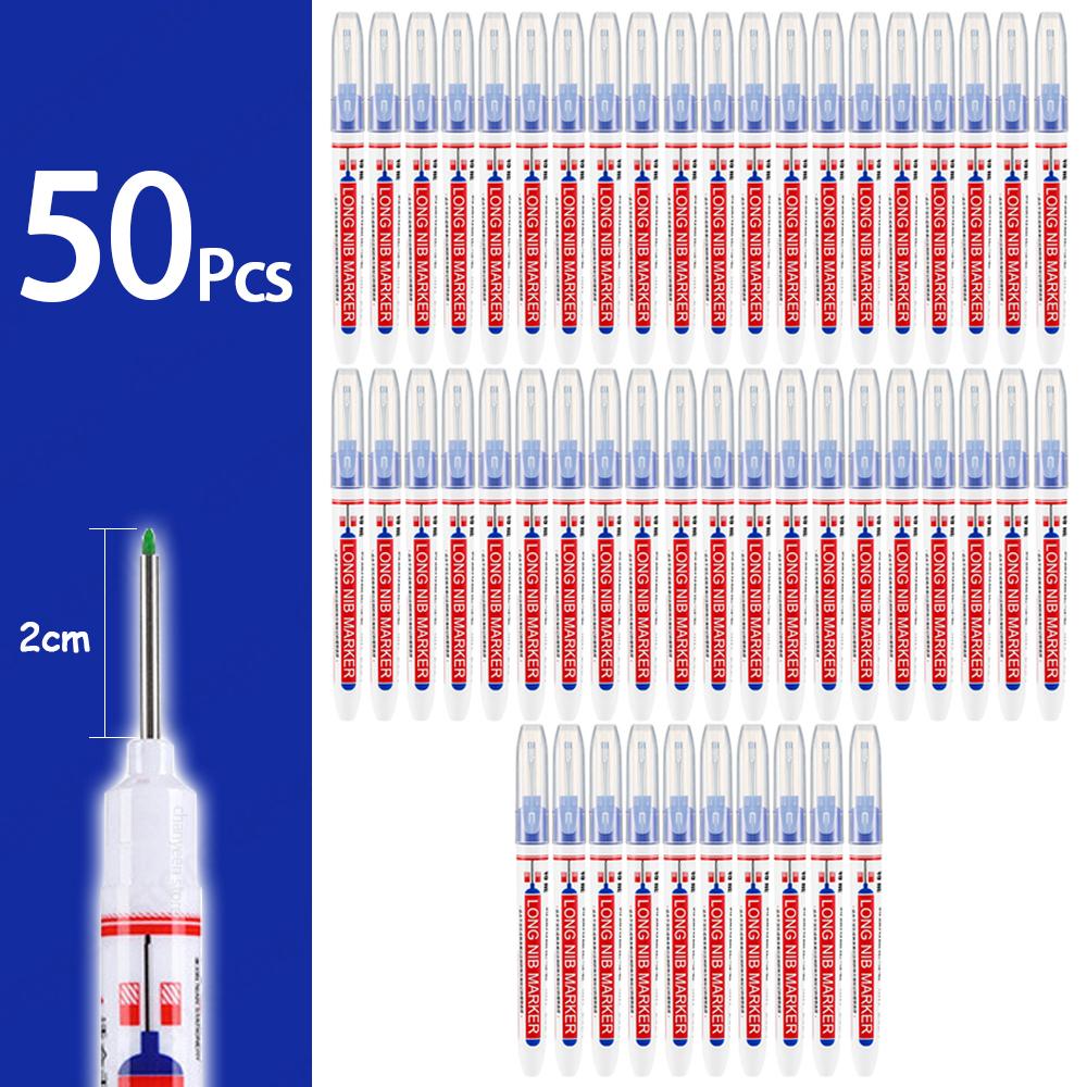 5-50Pcs 2cm Waterproof Long Head Markers Deep Hole Marker Pen White/Red/Black/Blue/Green for Metal Carpenter Woodworking Tools