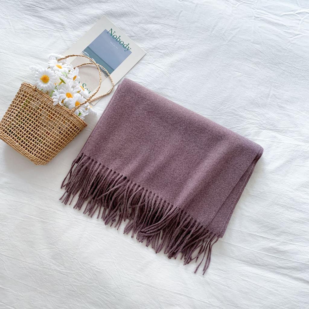 Cashmere Hand Feel Autumn And Winter Solid Color Scarf Women'S Thick Tassel Simple And Versatile Soft And Warm Imitation Cashmere Shawl