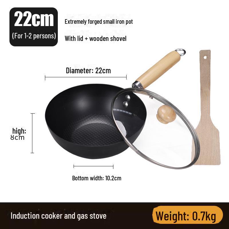 Мини-сковорода без покрытия диаметром 20 см для индукционных плит — компактная, легкая, идеальная для использования одним человеком