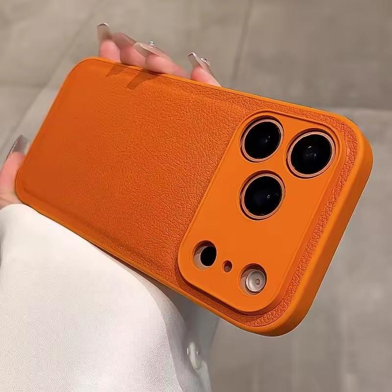 Vogue Чехол из личи-кожи для мобильного телефона для iPhone 17Pro 16 15 Plus 14 13 12 11 17 Pro Max iPohne Air Задняя броня с TPU-рамкой