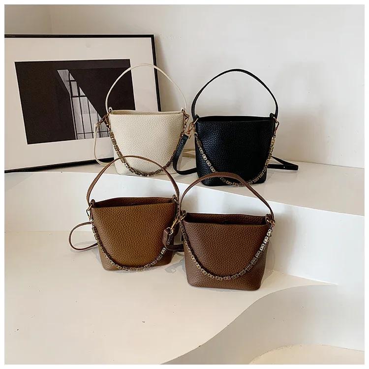 Ретро-сумка на цепочке для женщин, сумка-ведро, через плечо, элегантная, универсальная, высококачественная, доступная, роскошная, новая