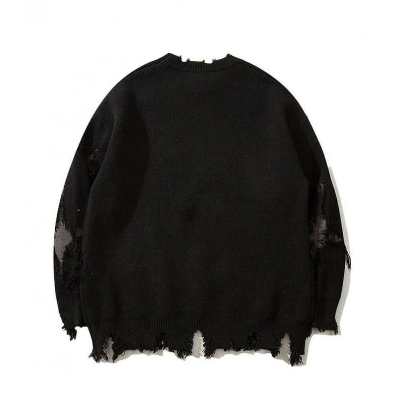 Hip Hop Street Skull Jacquard Sweater Halloween Loose Fit Pullover Men Women