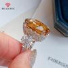 High End Big Carat Zircon Internet Celebrity Live Streaming Burst New Product Simulation Yellow Crystal Full Diamond Open Ring Female