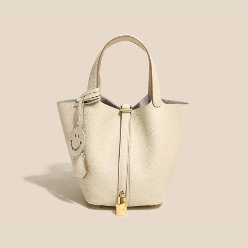First Layer Cowhide Basket Bag Light Luxury Luxury Sense Genuine Leather Bucket Bag Fashion Everything Handbag