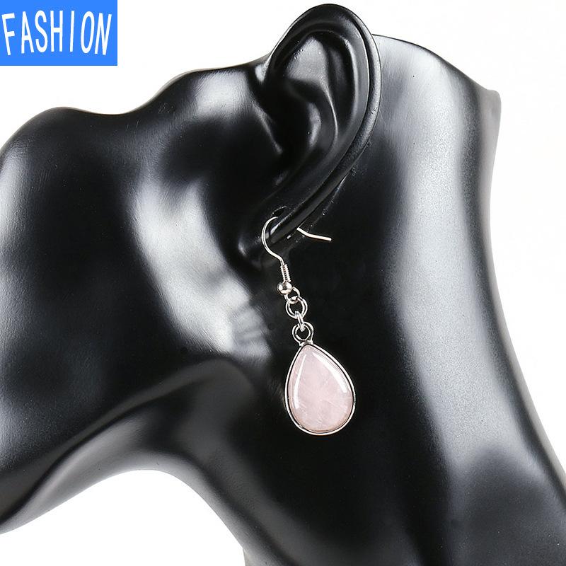 Европейские и американские модные женские серьги с каплями воды, женские серьги с натуральными полудрагоценными кристаллами, простые серьги