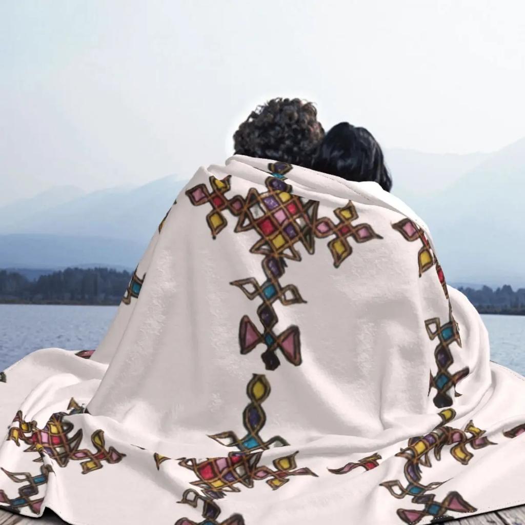 Африканское искусство Эфиопский крест Одеяло Фланель Всесезонное Розовое Портативное Тонкое Плед для Постельных принадлежностей Офиса Плюшевое Тонкое Одеяло