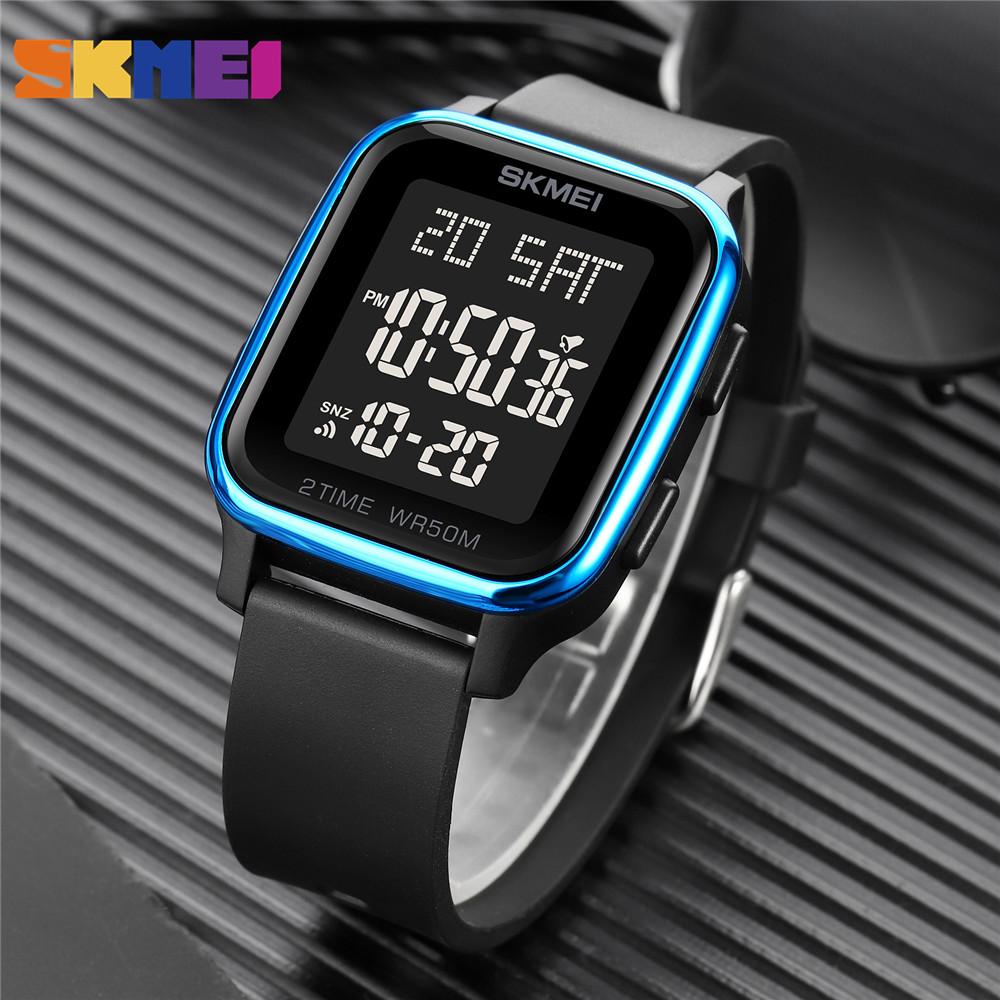 SKMEI LED Light Display Countdown Calendar Digital Wristwatches For Men Women 5Bar Waterproof Alarm Sports Multifunctional Watch