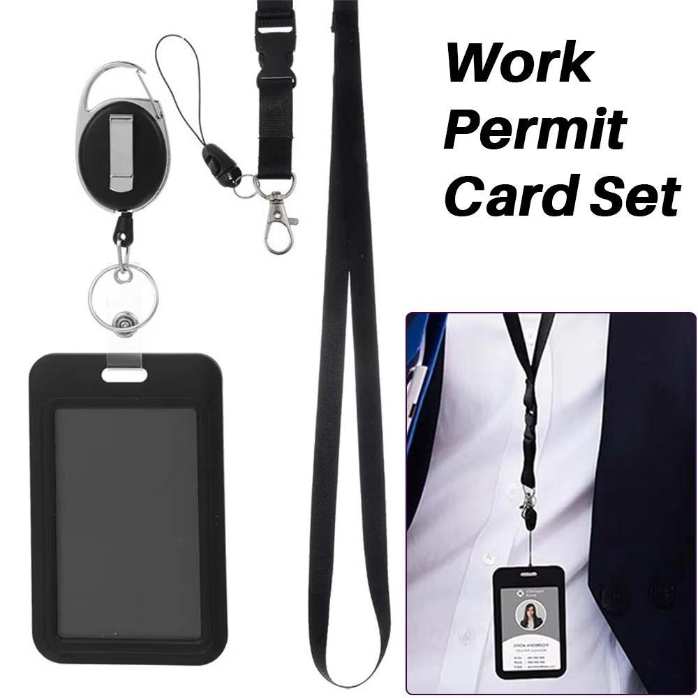 with Breakaway Lanyard Retractable ID Badge Holder Rope Retractable Access Control Set Office Use