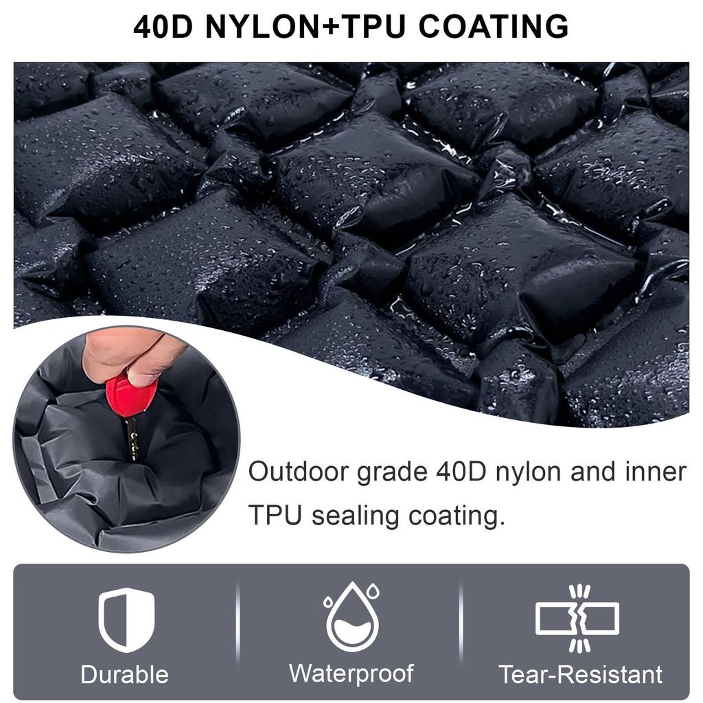 40D Nylon Waterproof Ultralight 1-2 Person Summer Camping Mat with Built-in Pump Portable & Compact for Hiking Outdoor Adventure