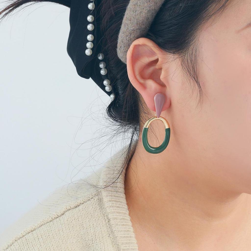 Женские бохо ретро цветные полые овальные металлические серьги