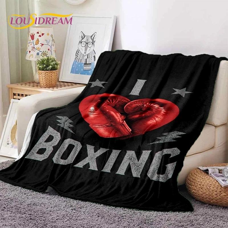 Cartoon Boxing Gloves Soft Flannel Throw Blanket for Picnic Bed Sofa Home Bedroom Gift Comfortable Cozy
