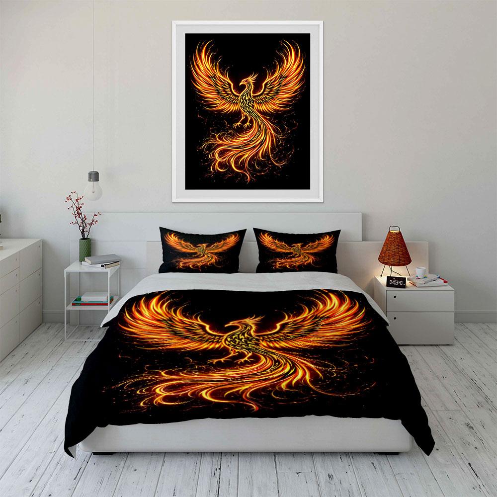 Fiery rebirth, soaring elegance. Bedding sets Duvet covers Pillowcases(1* Duvet Cover 2* Pillowcases without duvet insert)