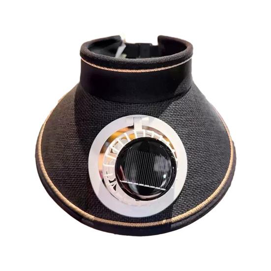 Sun Hat Empty Top Design Extended Brim Full Face Coverage Women Hat with Solar Powered Built-in Fan Adjustable Head Circumference Outdoor