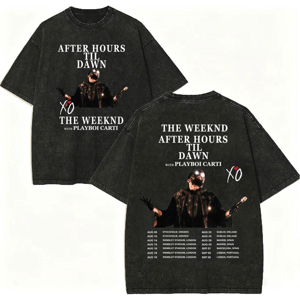 Vintage Washed Rapper The Weeknd Merch Tshirt After Hours Til Dawn Tour 2026 T Shirt Men Women Fashion Casual Cotton Tshirts