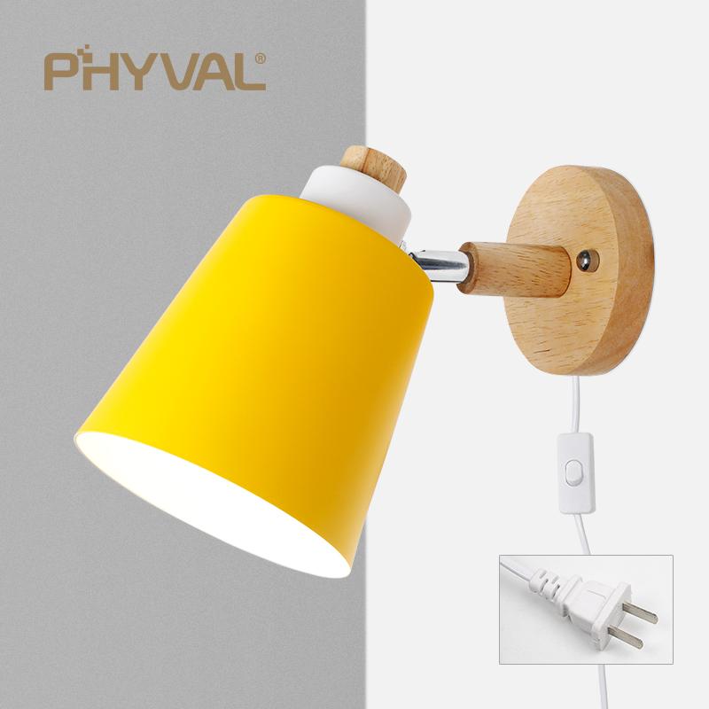 Modern LED Wall Lamp Macaron E27 Blub With Plug For Study Bedroom Bedside Hallway Living Room Home Decoration Lighting Fixtures