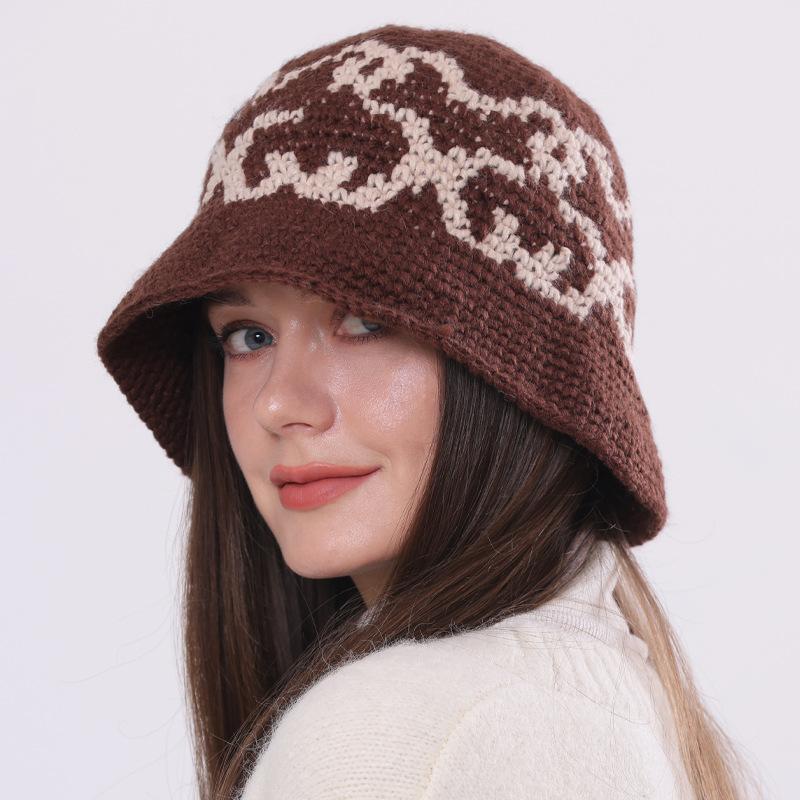 Осень и зима нишевый дизайн ручной работы шляпа-ведро теплая шапка вязаная шапка женская шапка от холода утолщенная шляпа-панама