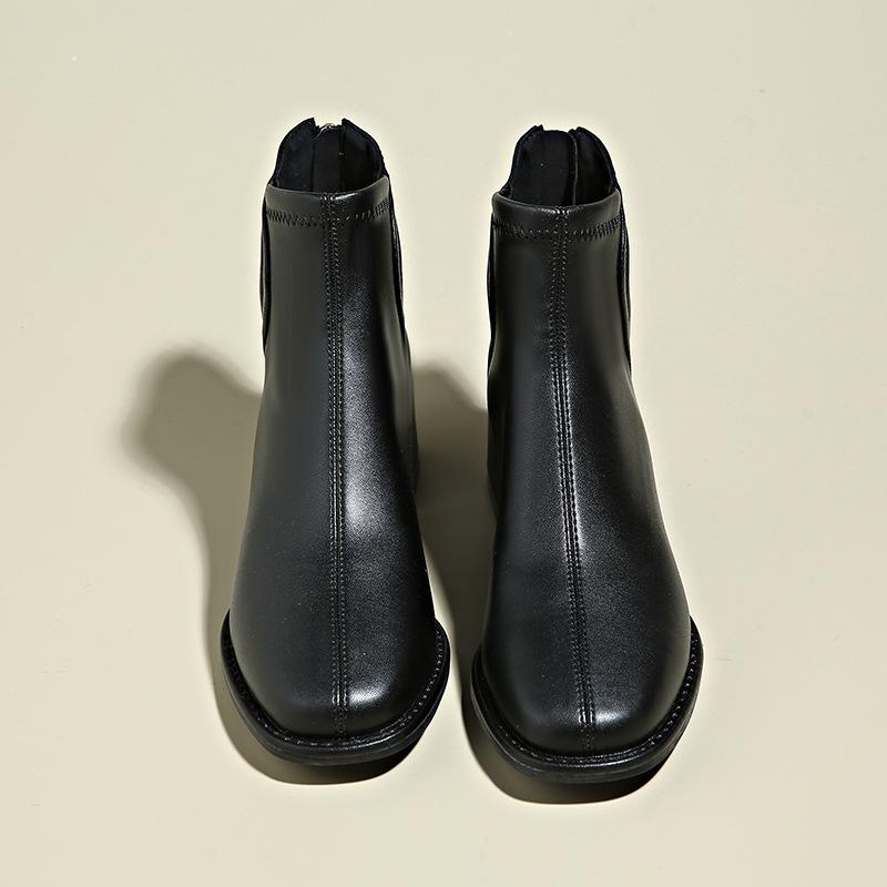 2024 Ботинки с квадратным носком, женские, тонкие, ботильоны, модные, на высоком каблуке, элегантные, с молнией сзади, короткие, зимняя женская обувь