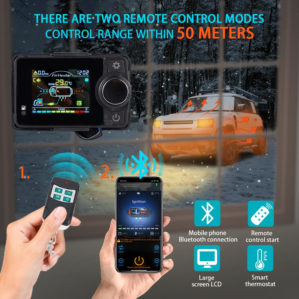 Универсальный дизельный воздушный отопитель 12В&24В&220В AC&DC Все в одном Стояночный отопитель 2-8 кВт с Bluetooth-управлением для дома, автодома, транспортного средства