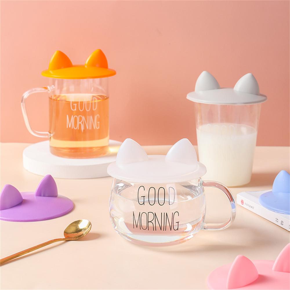 Милая силиконовая крышка для чашки с кошачьими ушками, термостойкая, герметичная, крышка для кофейной кружки, аксессуары для питья