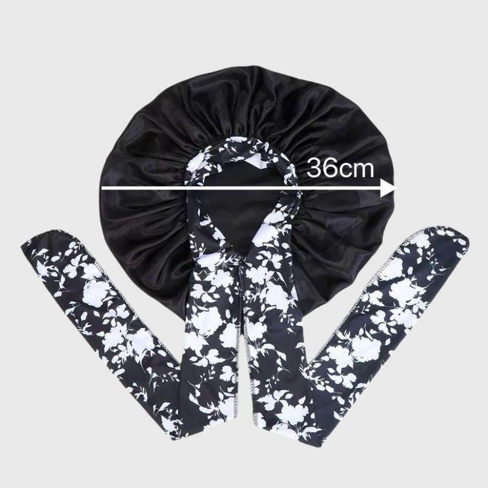 New Wide Edge Women's Silk Hat Elastic Breathable Flowers Patterns Satin Shower Cap Sleeping Hat Hair Care