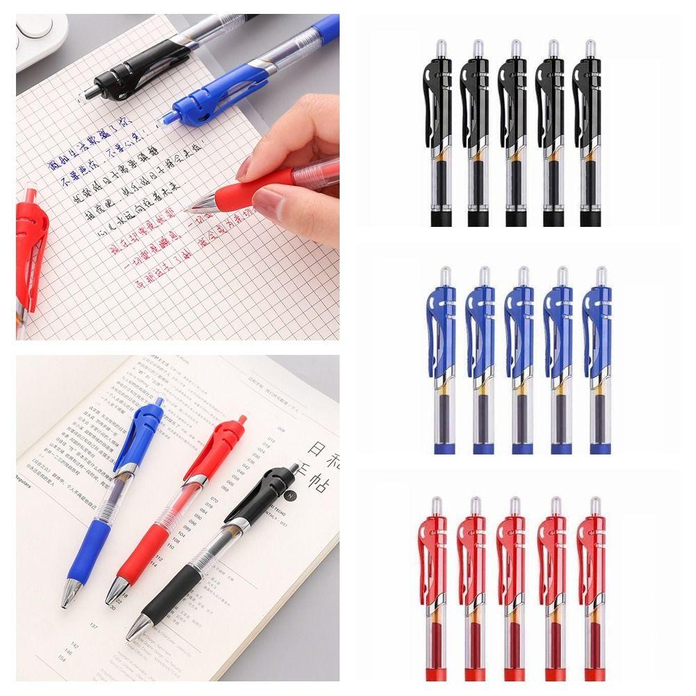 5 шт. Ручка для подписи на стойке с плавным письмом, черные, синие, красные чернила, нажимная ручка для письма, экзамен