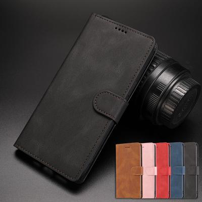 Классический однотонный чехол для телефона iPhone 6 6s 7 8 Plus Se 2 11 12 Pro X Xs Xr Max Mini с отделением для карт, флип-кошелек, деловой кожаный
