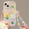 Милые чехлы для телефонов с 3D мультяшным цветком и цепочкой для iPhone 15 Pro Max 14 12 11 13 Mini X XR XS 6 6S 7 8 Plus SE, мягкий силиконовый чехол