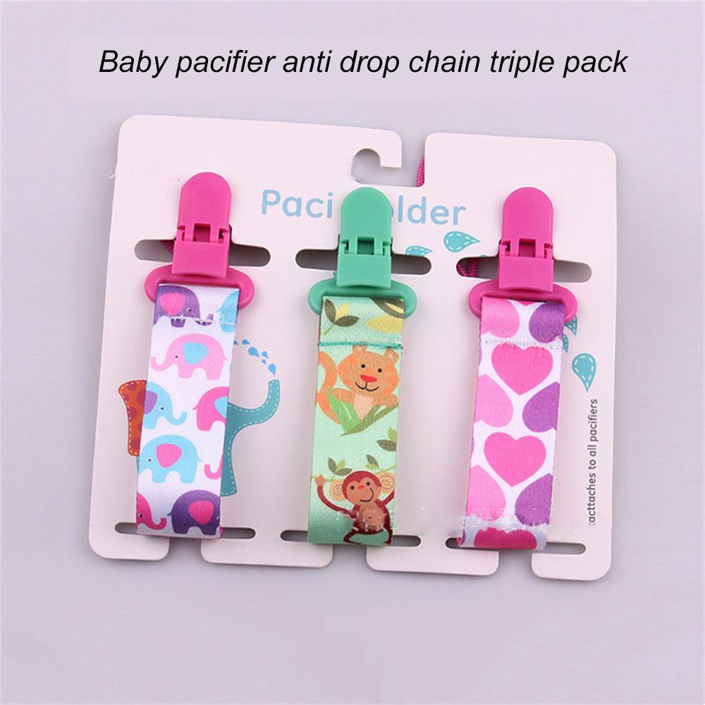 3Pcs/Pack Fixed Button Baby Pacifier Clips Chains Ribbon Dummy Soother Holder Chains Anti-drop Buckle Strap for Pacifier Baby Feeding Gift