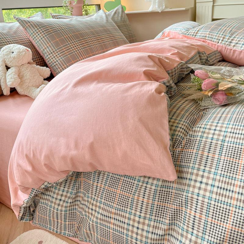 Небольшой комплект из четырех предметов из чистого хлопка с цветочным принтом, хлопковые пододеяльники с девчачьим сердцем, простыни для студентов, односпальная кровать в общежитии, комплект из трех пододеяльников