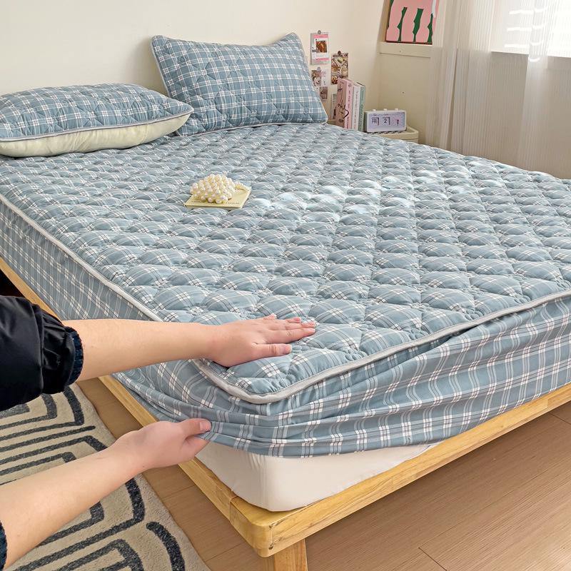 Облачно-хлопковая, приятная для кожи, утолщенная, облегающая простыня: Однотонный, 100% хлопок, Нескользящий, Можно стирать в машине.