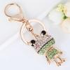 Cartoon Frog Key Chain Shy Prince and Princess Couple Key Ring Women's Bag Pendant Crystal Rhinestone Crafts