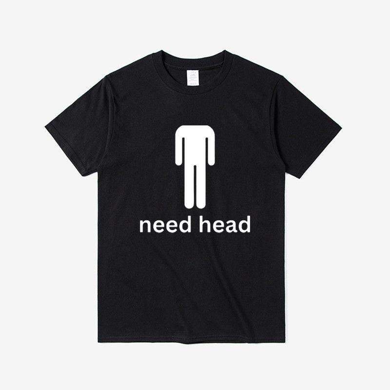 Need Head: A Multi-color Printed T-shirt with A Round Neck, Short Sleeve, Loose and Versatile, Suitable for Both Men and Women