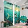 2pcs 2D flat printing Curtain Mermaid Reading Wonderful Ocean Polyester Fabric Without Electricity Festive Holiday Use for